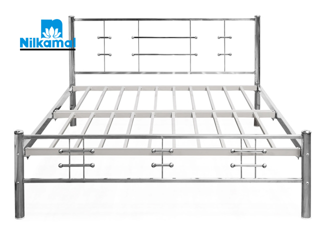 Nilkamal Zeplin SS Double Metal Bed Silver