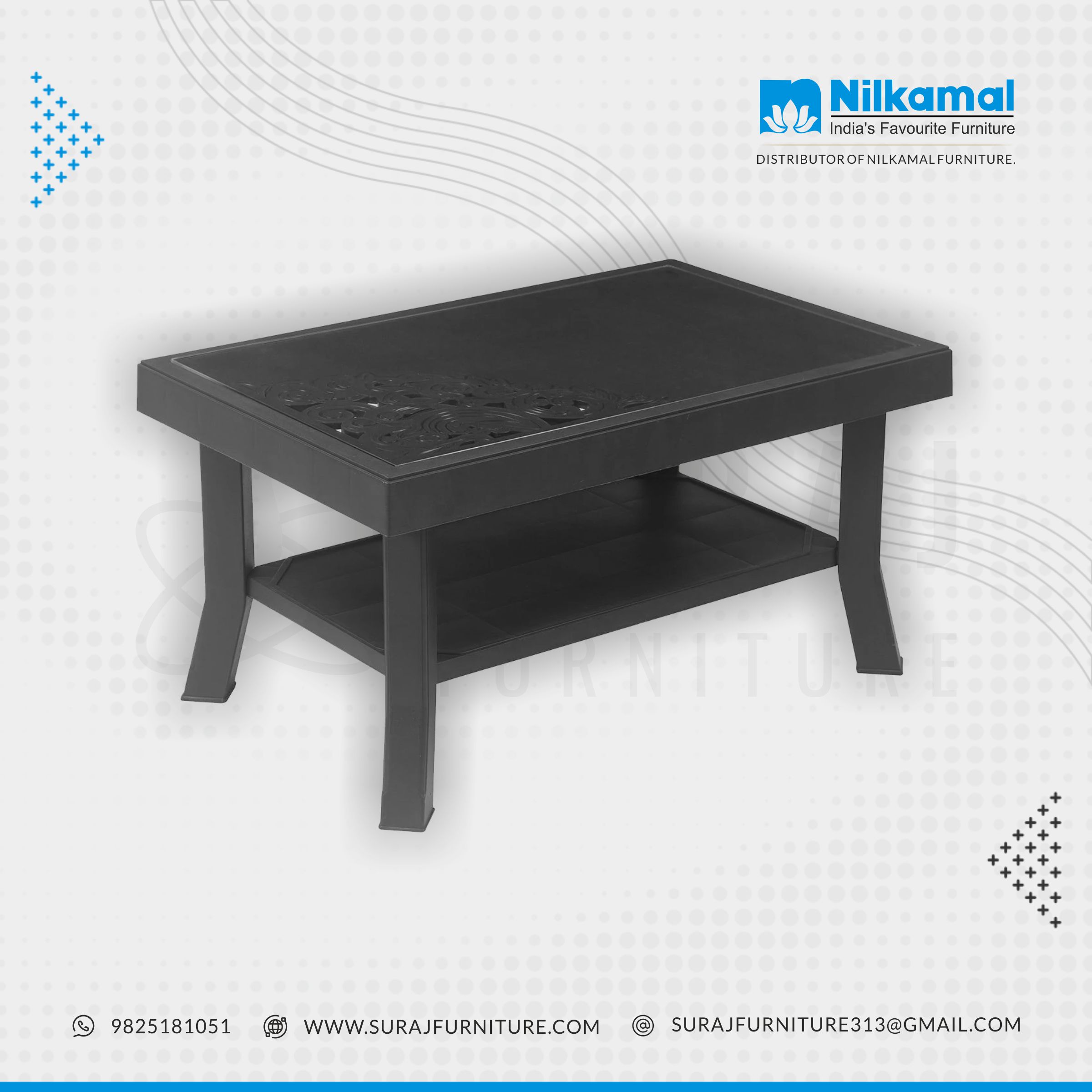 Crystal Plastic Centre Table Nilkamal Glass Coffee Table