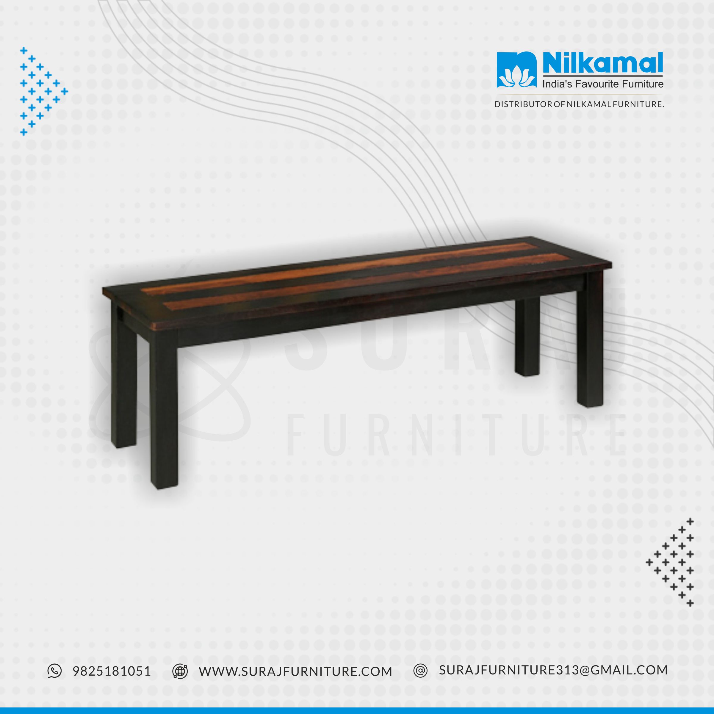 Rainbow Dining Bench Teak Black