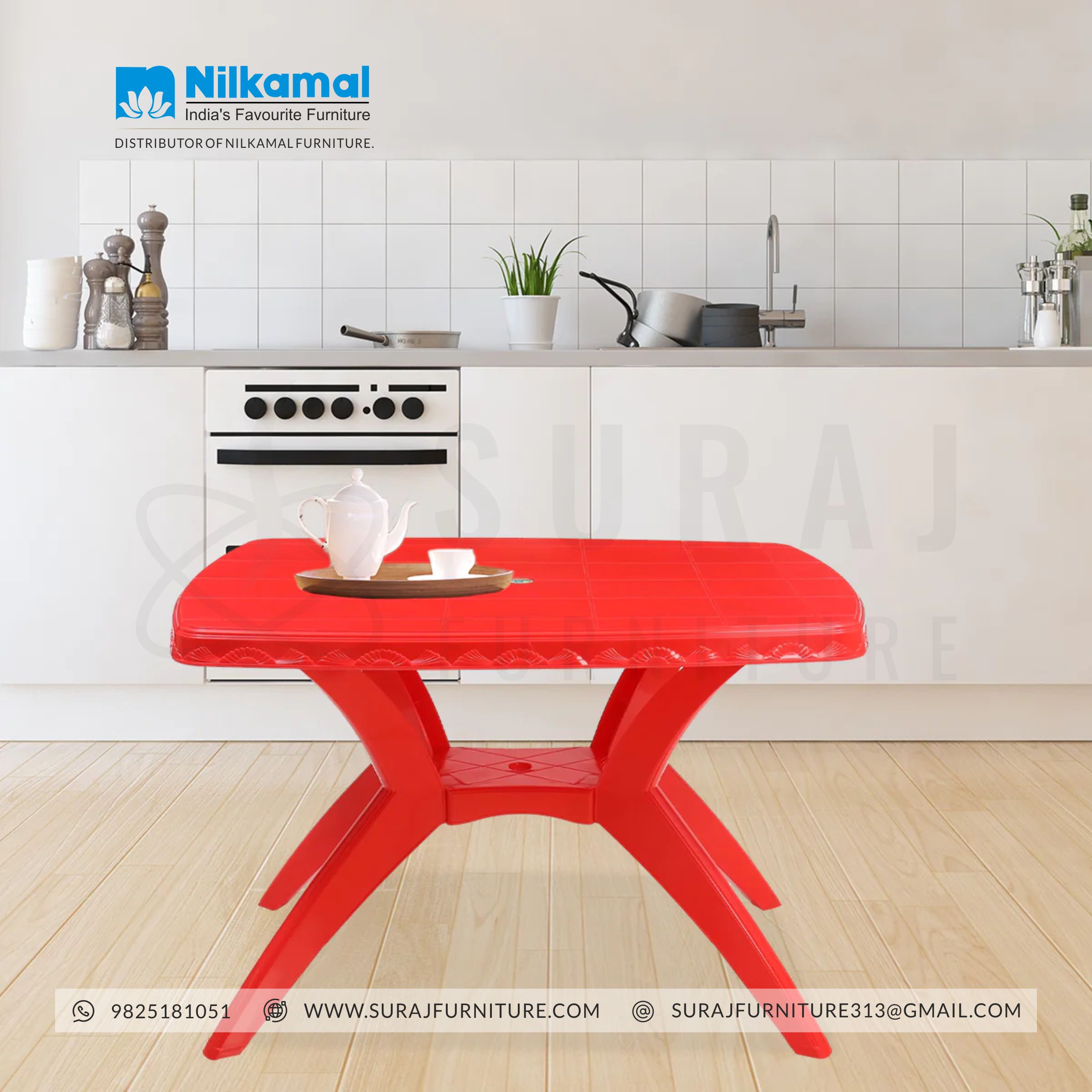 Shahenshah Kross leg Dining table Red