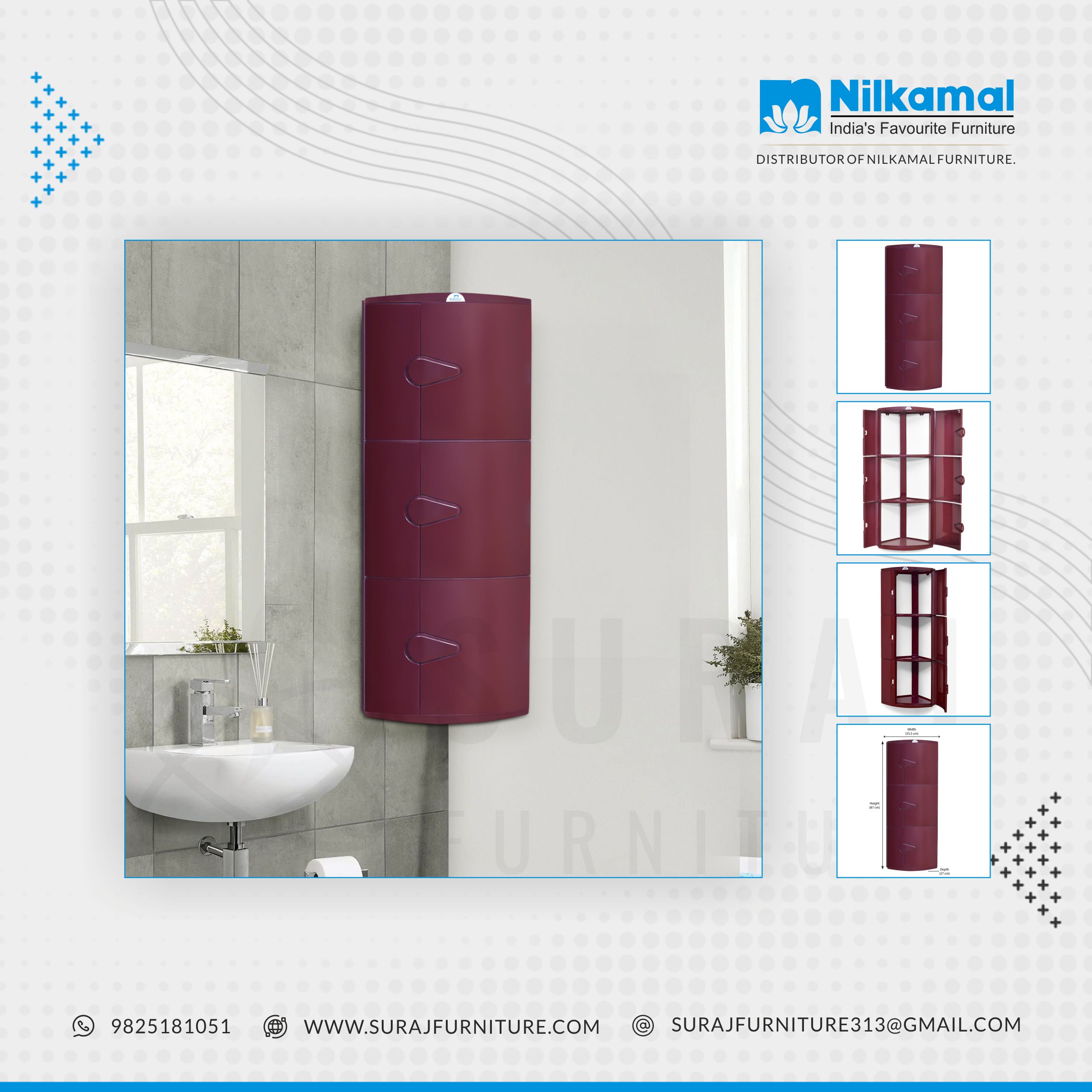 Nilkamal corner cabinet 3 door discount